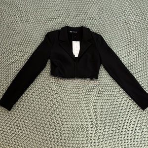 NWT Zara Embellished Fringe Cropped Blazer